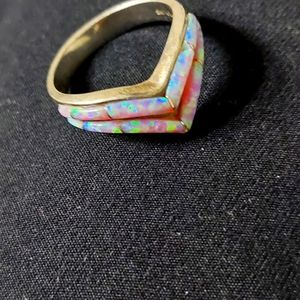Sterling pink opal ring sz 8